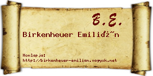 Birkenheuer Emilián névjegykártya